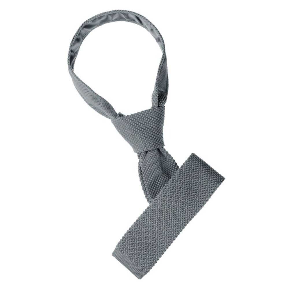 Self-Tied Solid Color Skinny Flat Tips Designed Knit Ties One Size Deep Gray